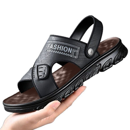 2025 New Summer Men's Beach Sandals Soft Sole Non-slip Open Toe Casual Breathable Wear-resistant Driving Bath Slippers