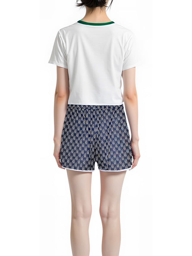 Summer Women's Suit Home Shorts Short-Sleeved Suit Sports and Leisure Two-Piece Set Breathable Thin Two-Piece Set with Logo