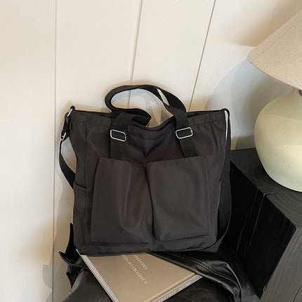Large Capacity Bag Women's Waterproof Canvas Bag Women's Crossbody Bag Korean Style Casual College Students' Class Portable Mummy Bag