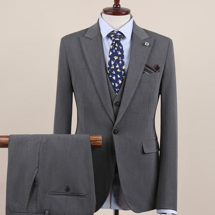 Men's Suit One-Button Three-Piece Set Wedding Groomsman Tuxedo Small Suit Men's Business Formal Wear