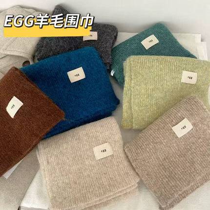 Contains Wool~ Soft and Cozy Egg Solid Color Scarf, Imitation Cashmere Neck Warmer, Winter Warmth, Korean Style, Knitted Wholesale, Soft