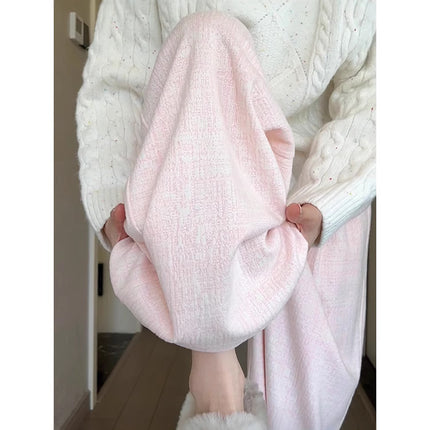 Pink Milkshake Wide Leg Pants Women's Spring and Autumn High Waist Dipped Soft Waxy Towel Pants Lazy Little Man Casual Walking Pants
