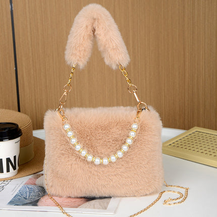 Cross-border Autumn and Winter Plush Bag New Style Bag Women's Ins Niche Chain Crossbody Bag Fashionable Small Square Bag Mao Mao Bag
