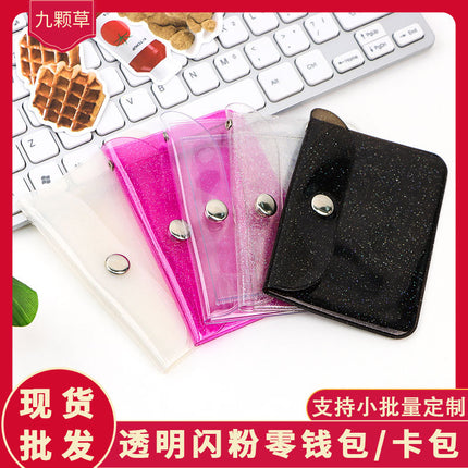 Mini Coin Purse Cute Key Bag Card Bag Cartoon Glitter Earphone Storage Small Bag Female Student PVC Wallet