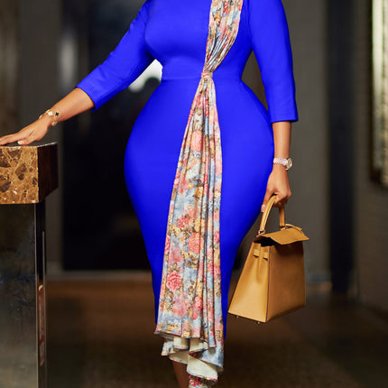 D539 Export Plus Size Women's Clothing 2024 Amazon Elegant Ol Elegant Pencil Skirt Hip-Covering Splicing African Dress