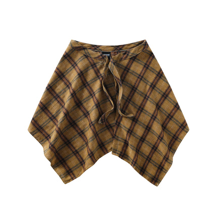 A generation of hair folding artifact color plaid fart curtain one-piece lace-up high street irregular hem Joker skirt
