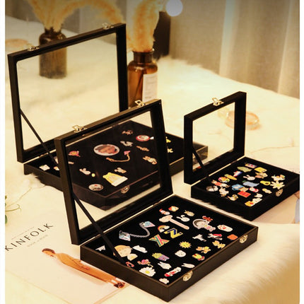 Flip Badge Storage Box Transparent Dustproof Earrings Earrings Jewelry Box Medal Brooch Commemorative Coin Storage Box