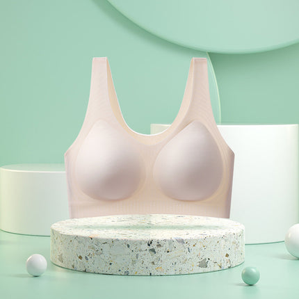 Summer Thin Large-Breasted Special Wire-Free Latex Bra Top-Up Jelly Anti-Sagging Vest-Style Seamless Intimates for Women