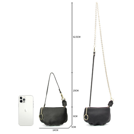New pleated coin purse storage bag women's leather soft cowhide fashion portable crossbody chain small wallet mini