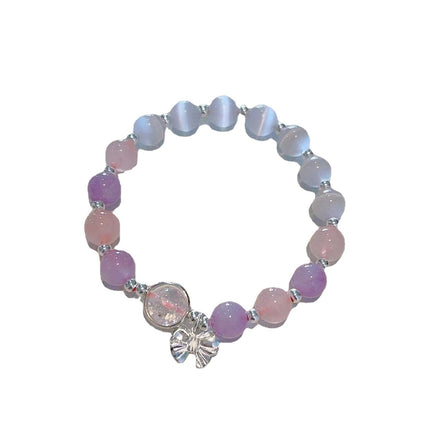 Cat's Eye Crystal Butterfly Bracelet for Women, Niche Design Gray Moonlight Bracelet, Versatile and Stylish Student Gift
