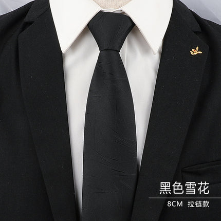 Men's Black Tie Men's Formal Wear Korean Style 8cm Student Women's Suit Business Lazy Zipper Wedding Professional Fashion