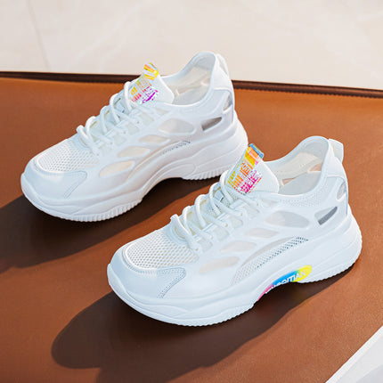 Trendy Sunday 2025 Autumn New Style Mesh Shoes with Hidden Wedge Heel, Casual Breathable Mesh Shoes for Women, Versatile White Shoes