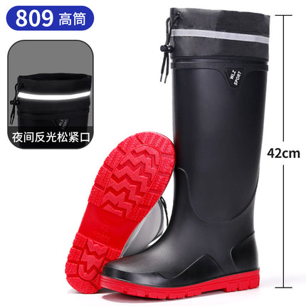 Night reflective Senior high school low men's rain boots safe travel fishing security site mountain-seeking non-slip rain boots water shoes rubber shoes
