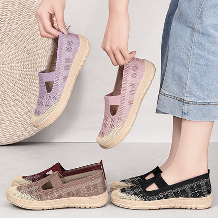 Shoes for Women, Versatile Summer Casual Shoes, Breathable Fly-Knit Mesh Shoes, Slip-On Slip-On Shoes, Soft-Soled Comfortable Mom Shoes