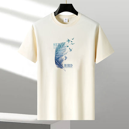 Casual All-match Short-sleeve T-shirt Men's 2025 Summer New Round Neck Pure Half-sleeve Cotton Youth Loose plus size Trendy T-shirt
