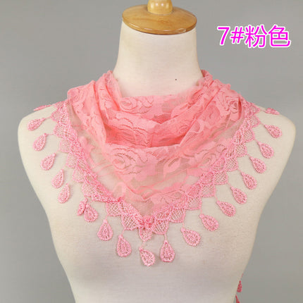 Hot Selling Lace Triangle Scarf Cut Out Korean Triangle Scarf Women's Export Hot Selling Summer Sun Protection Decorative Veil