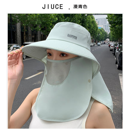 Shawl Hat Factory in stock Summer New Multi-function Face Mask Sunscreen Hat Women's Outdoor Big Rim Sun Hat