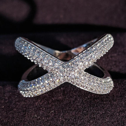 E-Commerce Aliexpress Wish European and American Cross-Border Creative Asymmetrical Geometric Full Diamond Luxury Women's Ring R4810
