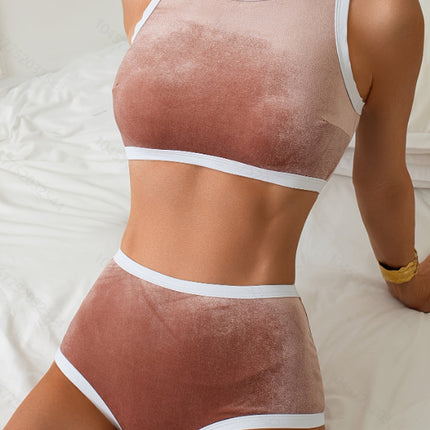 2025 New Split Swimsuit Female Sexy Bikini High Waist Slimming Beach Vacation Foreign Trade Swimwear Ready Stock