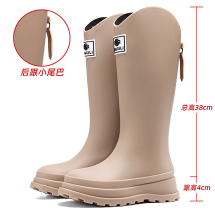High-Quality, Fashionable, Versatile Non-Slip Rain Boots for Women, Waterproof Long-Tube Women's Rubber Shoes, Red Rain Shoes, Kitchen Water Shoes