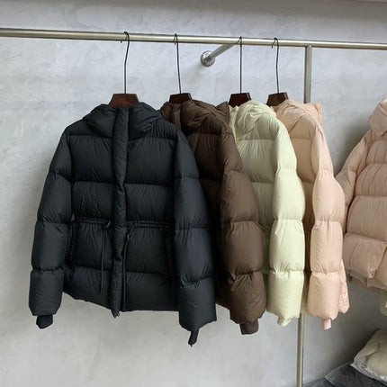 Winter New Style Simple Cloud Puff Drawstring Waist Short New Clothing Women's Slim New Warm New Clothing Jacket