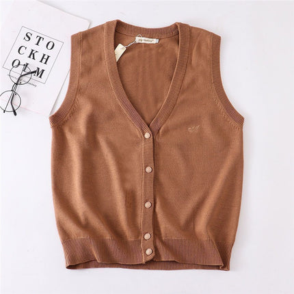 Cyanotic waistcoat [Jizhou Tea Love] JK waistcoat vest v-neck knitted sweater cardigan sleeveless Japanese jk women