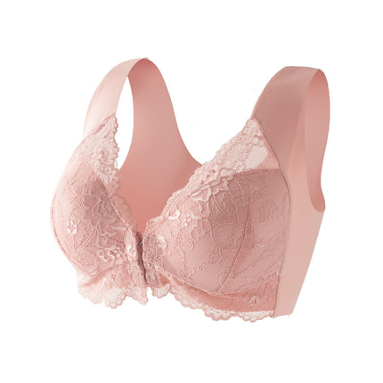 Cross-Border Popular Xiyintu Wood Push-Up Front Buckle Fixed Cup Lace Vest Bra Anti-Sagging Nursing Bra