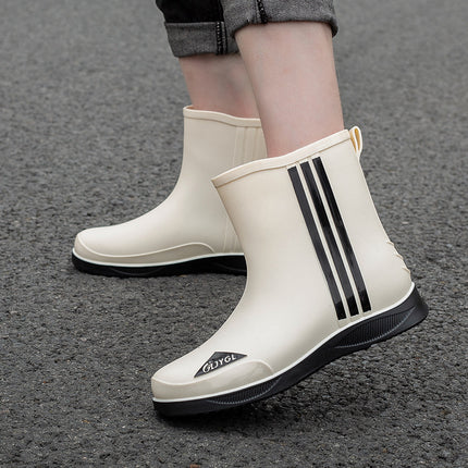 Fashion Short Thickened Waterproof Shoes Men's Rain Boots Warm Working Rubber Shoes Non-Slip Fishing Kitchen Rain Boots