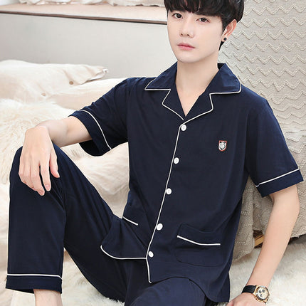 New autumn and winter pajamas cotton men's long-sleeved trousers green middle-aged popular pattern spring and autumn cardigan suit