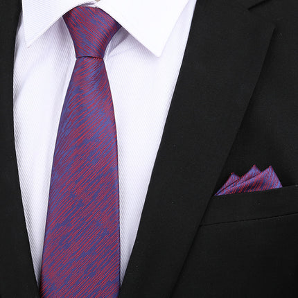 Formal wear wedding tie men's 8CM bridegroom wedding Korean style wine red business tie narrow zipper lazy men and women