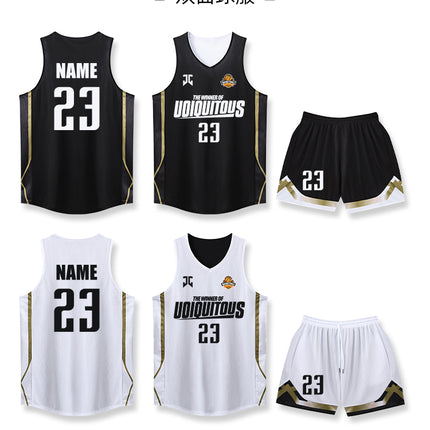 Double-Sided Basketball Uniform Suit Men's Printed Number Game Team Uniform Reversible American Jersey Adult Sports Training Uniform Vest