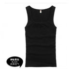 Square Collar Cotton Vest) Black / M