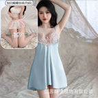 Lake blue individual suspenders + white butterfly stockings / M( 35-47.5kg )