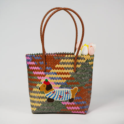 PP Woven Bamboo Rattan Basket Bag 4 Sizes Round Beach Commuter 2025 / Sac Panier Tressé PP Bambou Rotin 4 Tailles Rond Plage Travail 2025