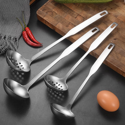 304 Stainless Steel Soup Spoon Hot Pot Colander Household Thickened Large Spoon Long Handle Porridge Spoon Porridge Spoon Drinking Soup Spoon