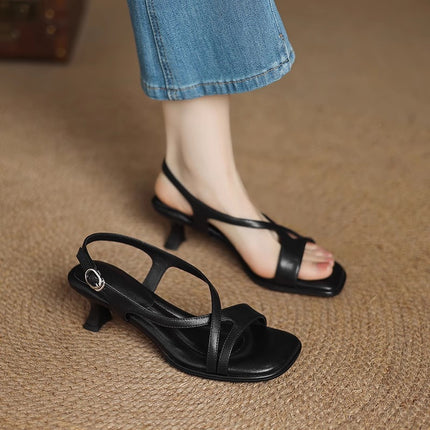 French-Style Beautiful Super-Soft Small Sandals for Women to Wear in Summer, Thick Heels, Soft Soles, High Heels That Don'T Tire Your Feet, and Skirts