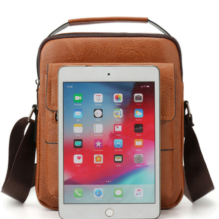 Portable Crossbody Bag Men's Shoulder Bag Retro Vertical Backpack Official Document Business Men's Bag Casual Men's Leather Bag Satchel