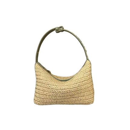 2025 Raffia Fiber Handmade Crochet Shoulder Lunch Box Bag Woven Tote Underarm Bag for Women Versatile Zipper