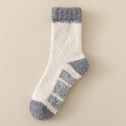 Coral velvet socks men's autumn and winter fleece-lined thick lint-free warm home floor socks foot-warming sleep socks