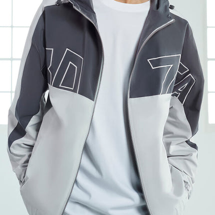 Haipai Label Cutting Double-sided Jacket Men's Spring and Autumn Color Splicing Letter Embroidered Drawstring Hooded Jacket Men's 1Y301