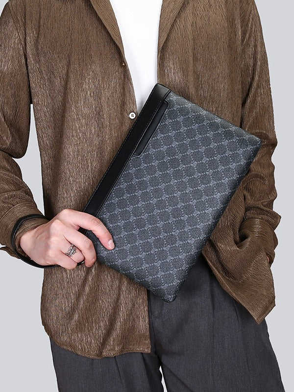 Clutch Bag Men's Large Capacity Mobile Phone Soft Leather Men's Clamp Bag New Fashion Retro Envelope Bag Clutch Bag
