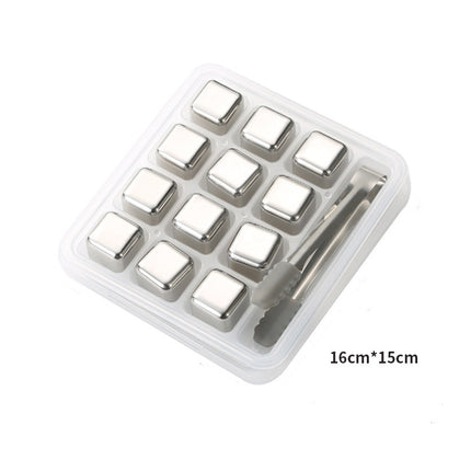 High-Quality High-Mirror Stainless Steel Ice Cube Metal Ice Tartar Recyclable Food-Grade Quick-Frozen Ice Cubes Drop Shipping