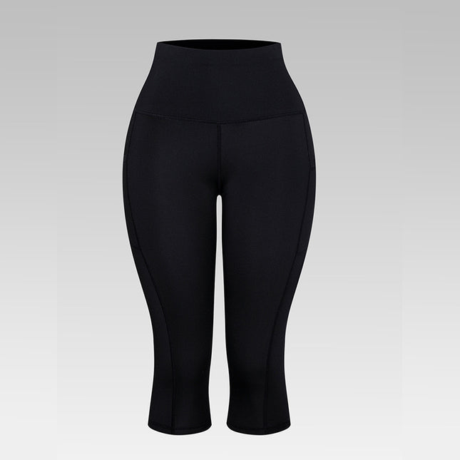 Cross-border Hip Pants High Waist High Elastic Sports Leggings Sports Pocket Yoga Pants Spring and Summer Outdoor Capri Tight Pants