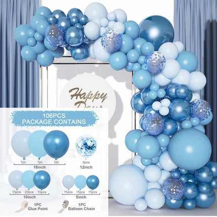 Balloon wholesale ins cross-border blue balloon chain garland suit metal blue navy style birthday party decoration