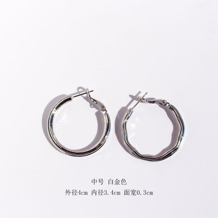 Brass Plated Real Gold European and American Niche Brushed Round Earrings Fashion Exaggerated Shiny Large Earrings Sexy Earrings 268