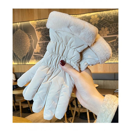 Winter Warm Gloves Female Students Thick Cotton Touch Screen Down Gloves Cycling Cold-proof Windproof fleece-lined Ski Gloves