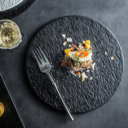 Ceramic Steak Dinner Plate, Household Stone Pattern Western Food Plate, Pasta Plate, Salad Plate, Flat Plate, Round Plate, High-end