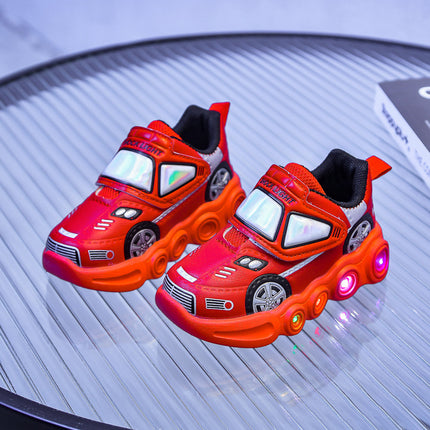 Foreign trade children's sports shoes with lights for small and medium-sized children's new bright lights luminous children's shoes for boys and girls leather cartoon sneaker
