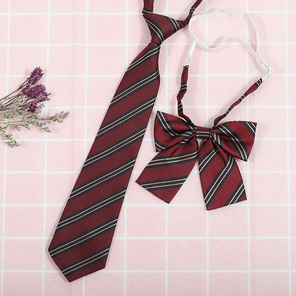 Japanese and Korean striped jk/dk college style men's and women's red cyanotic gray blue shirt accessories tie-free collar set