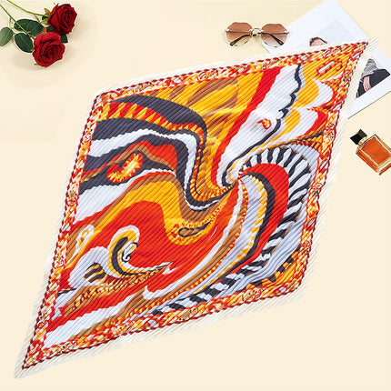 New wrinkled small square scarf female Korean imitation silk printed wrinkled small scarf Joker scarf decorative scarf wholesale